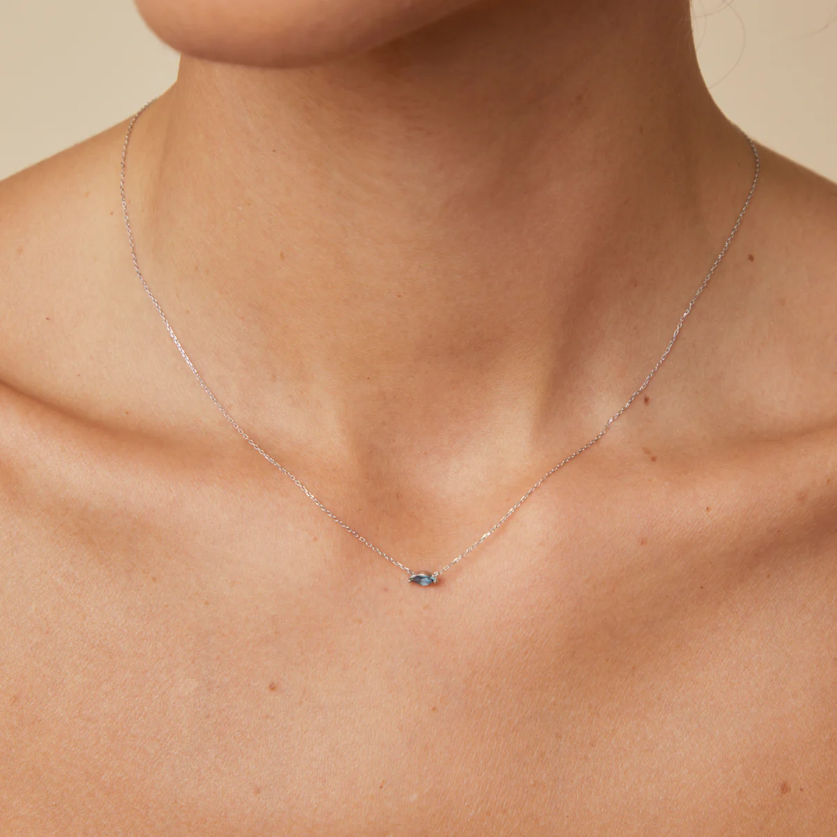 Alexandrite Marquise Necklace in Solid White Gold - Image 2