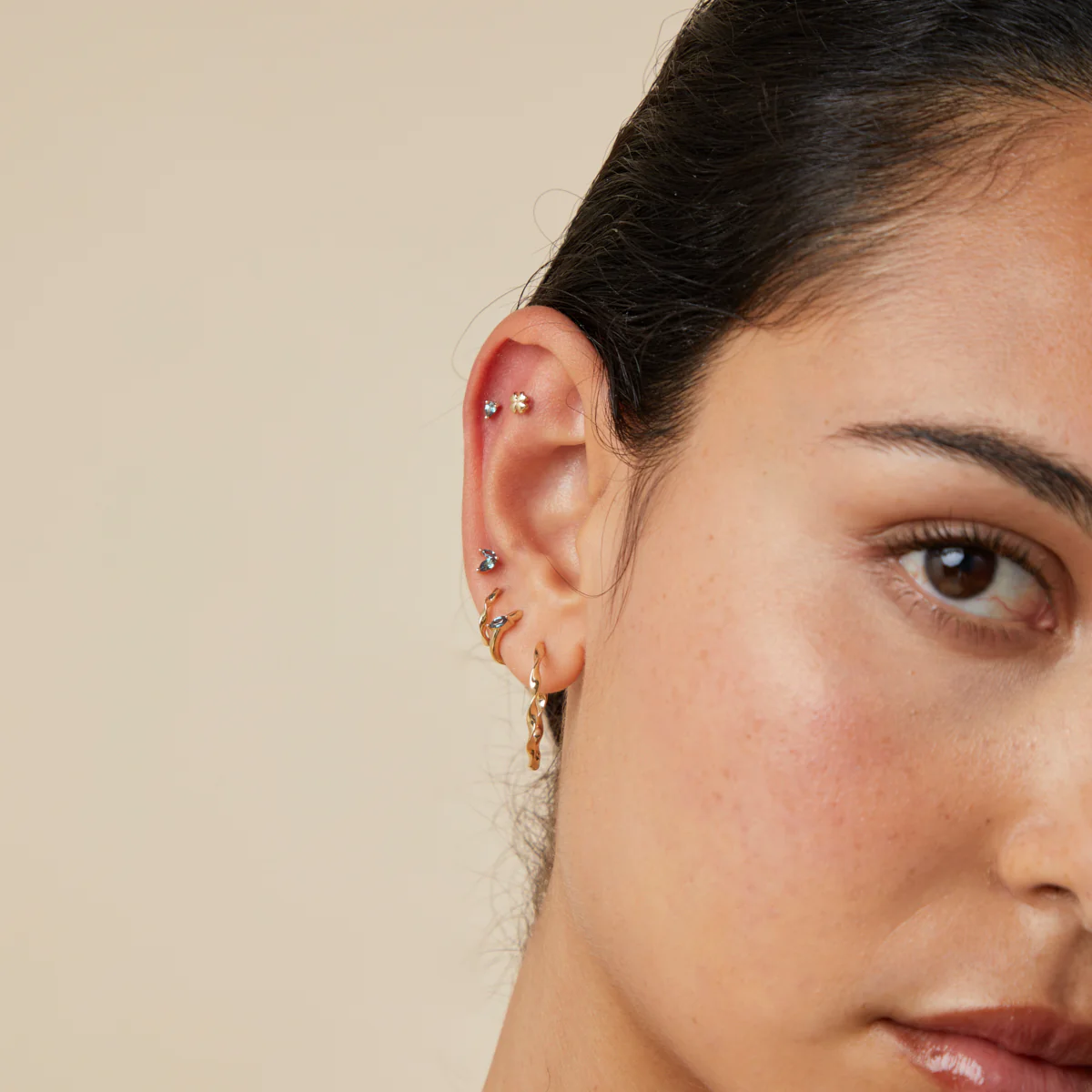 Alexandrite Marquise Studs in Solid Gold - Image 4