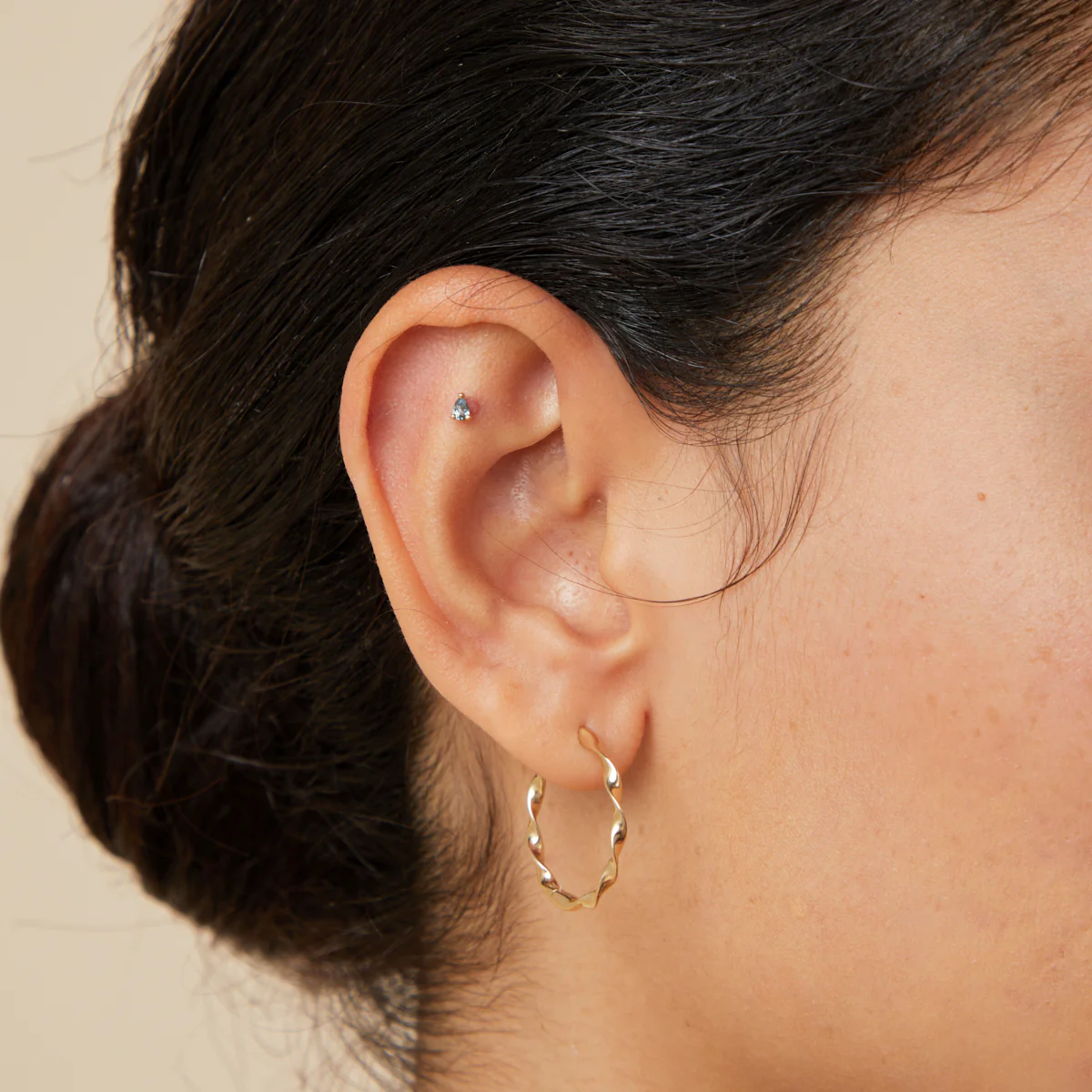 Alexandrite Pear Piercing Stud in Solid Gold - Image 2