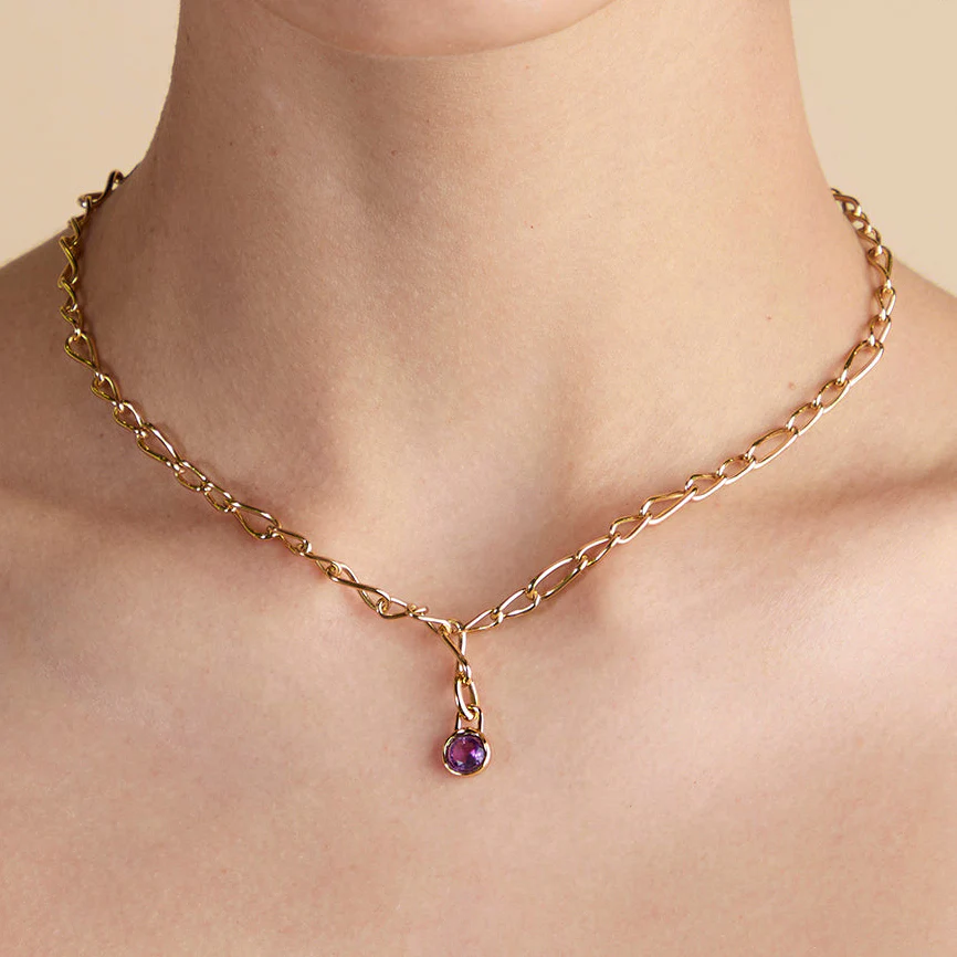Amethyst February Clip Charm in Gold - Image 2