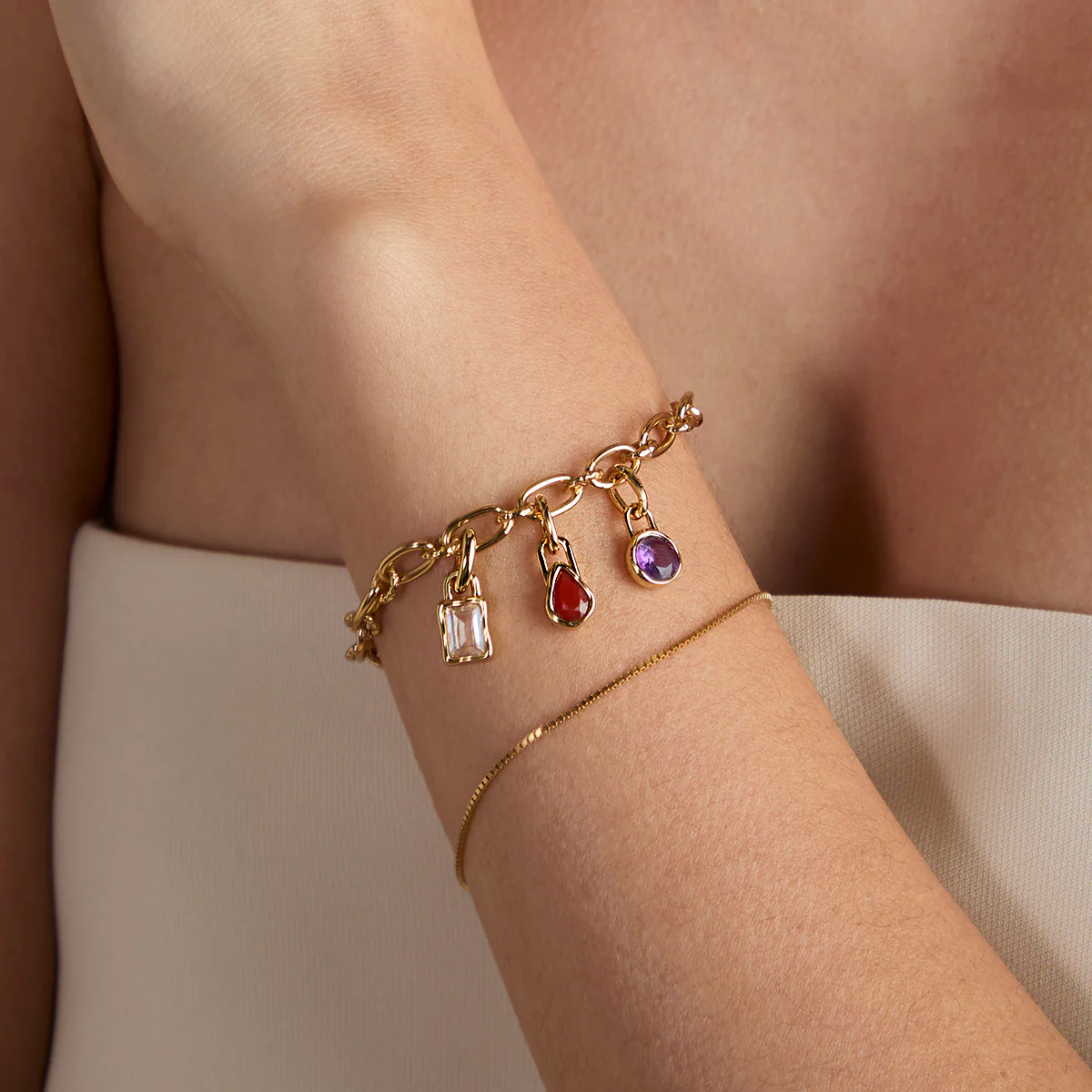 Amethyst February Clip Charm in Gold - Image 3