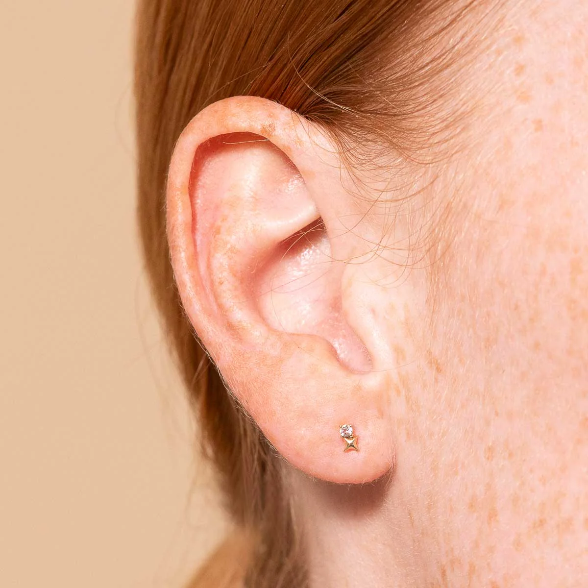 April Topaz Birthstone Earrings in Solid Gold - Image 2