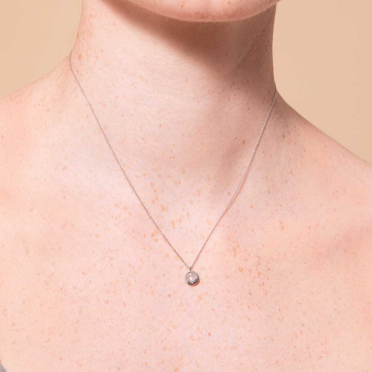 April White Topaz Birthstone Necklace in Solid White Gold - Image 2