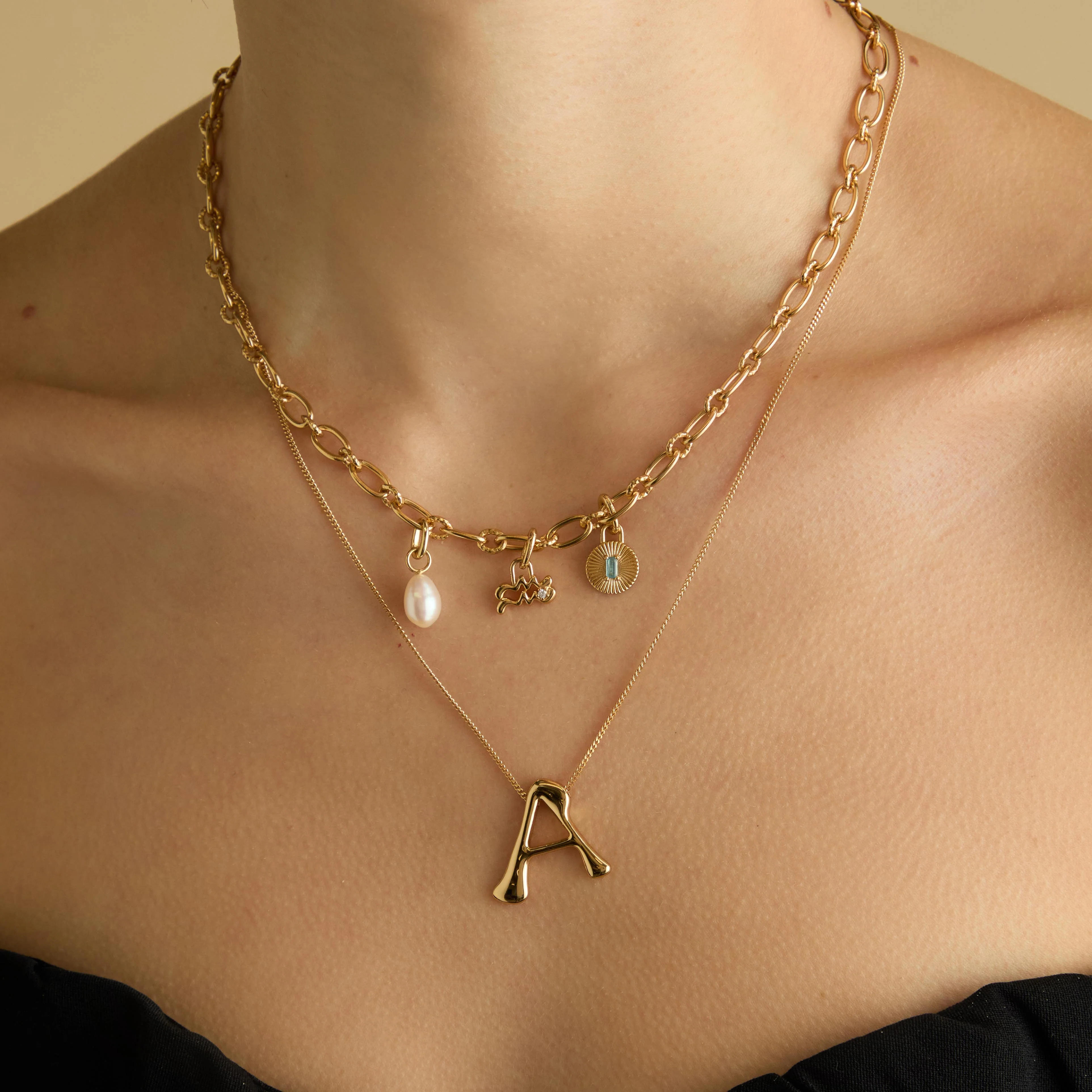 Aquarius Zodiac Clip Charm in Gold - Image 3