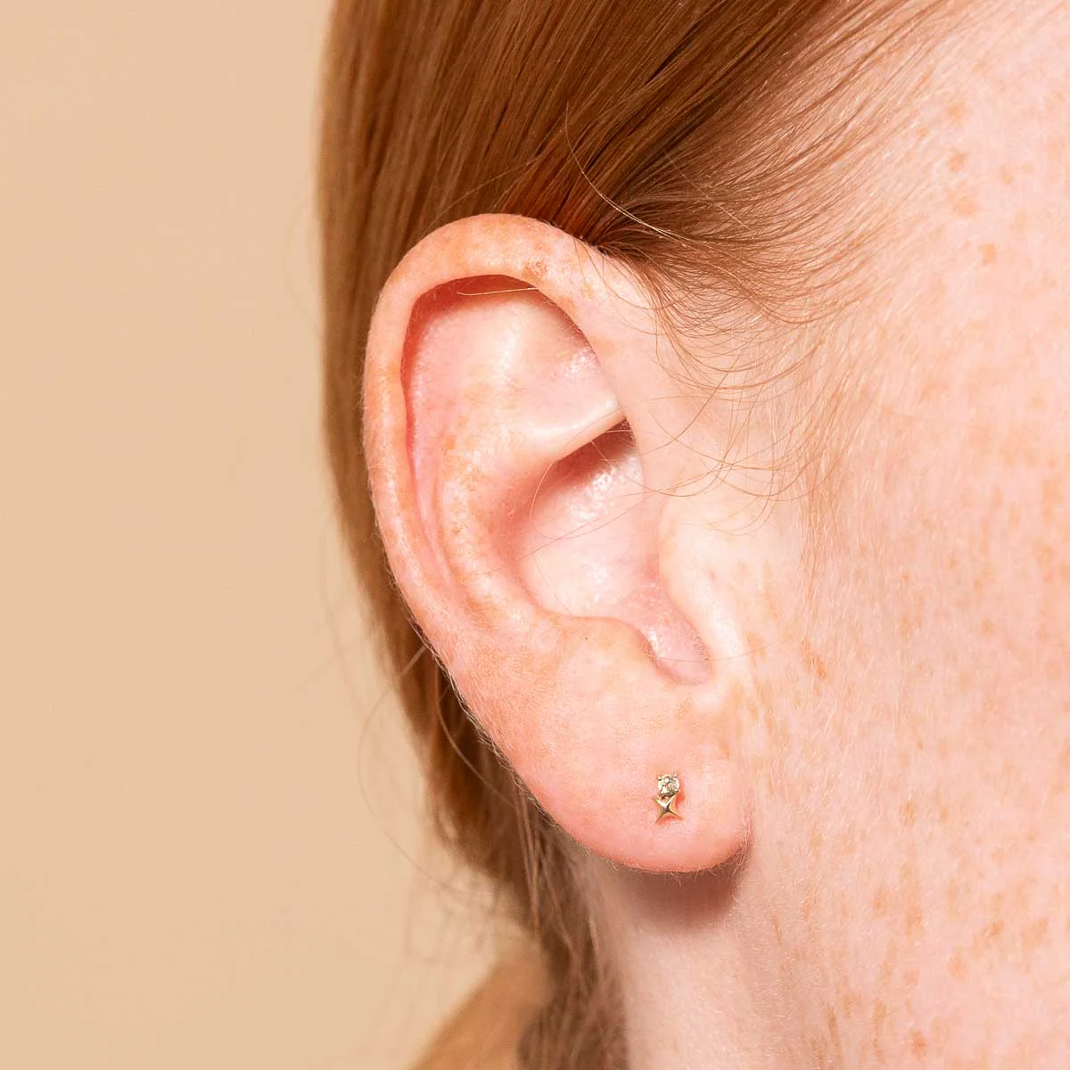August Peridot Birthstone Earrings in Solid Gold - Image 2