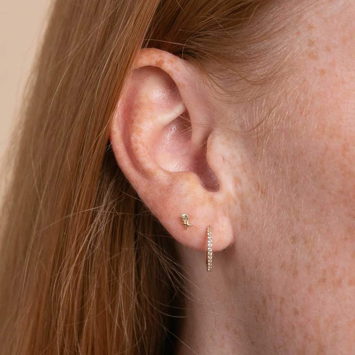 August Peridot Birthstone Earrings in Solid Gold - Image 3