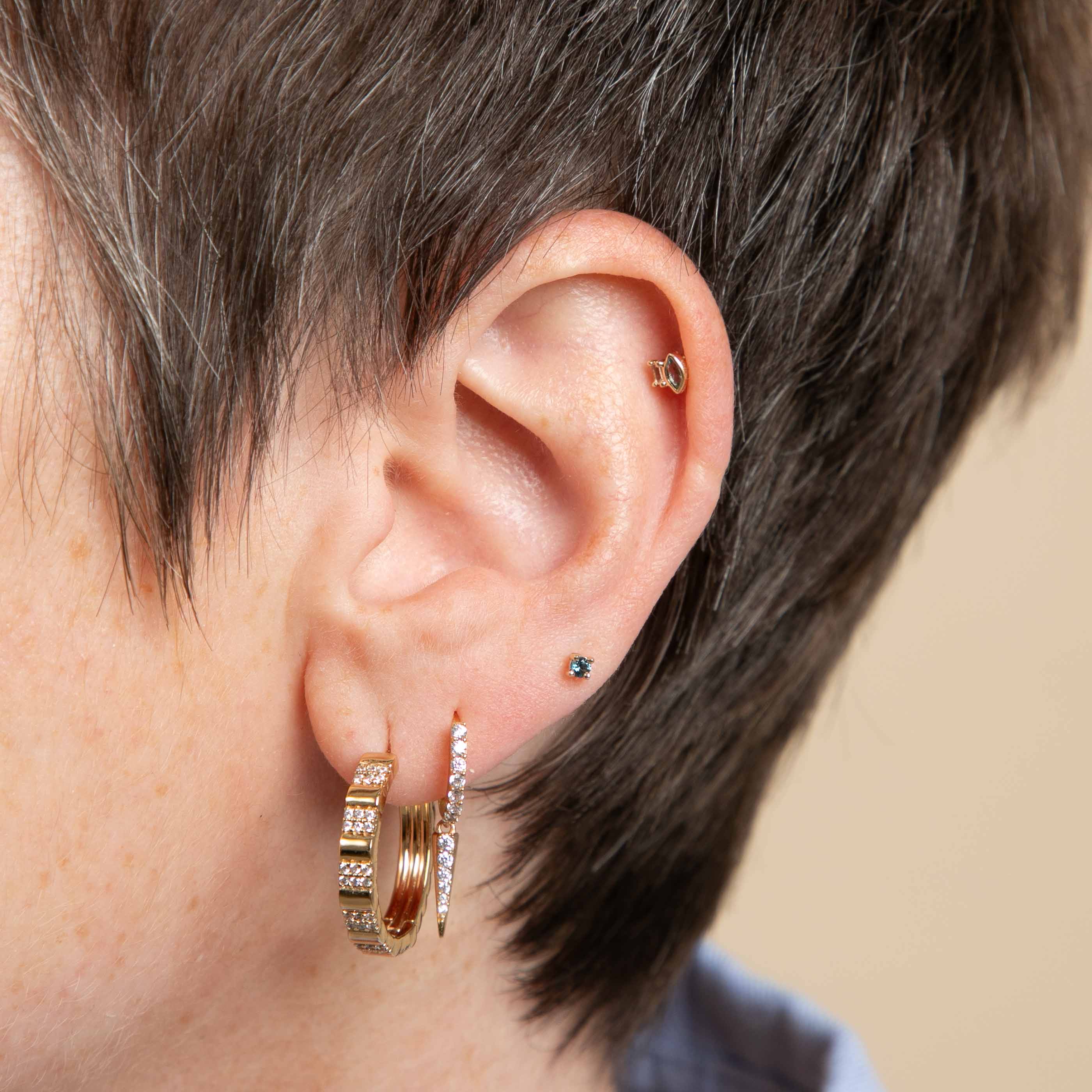 Baguette & Marquise Piercing Stud in Solid Gold - Image 3