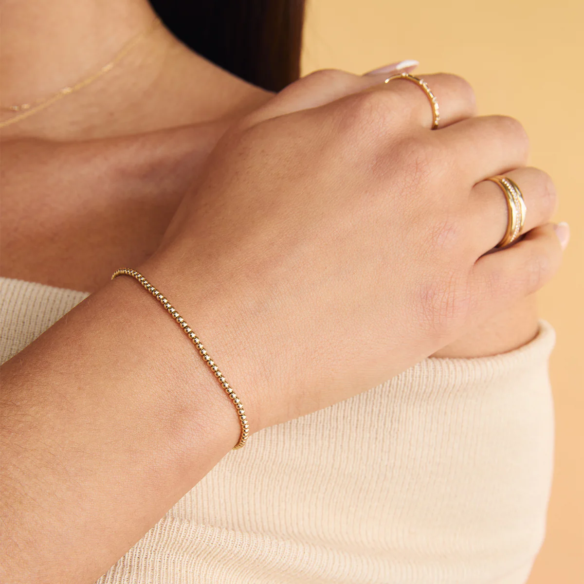 Beaded Bracelet in Solid Gold - Image 2