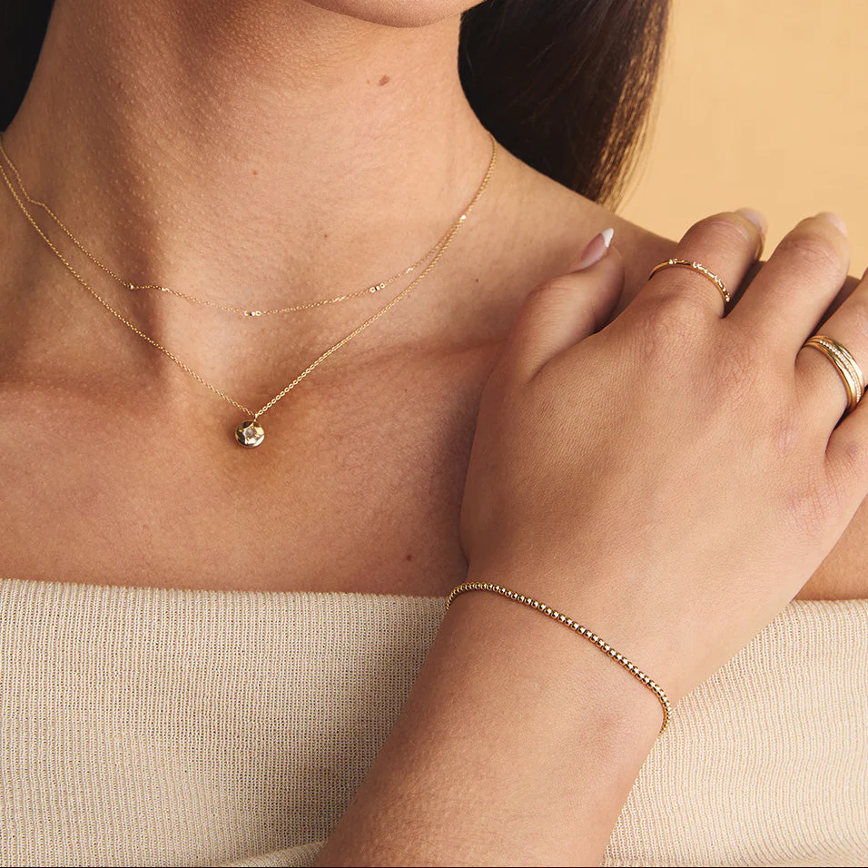 Beaded Bracelet in Solid Gold - Image 3