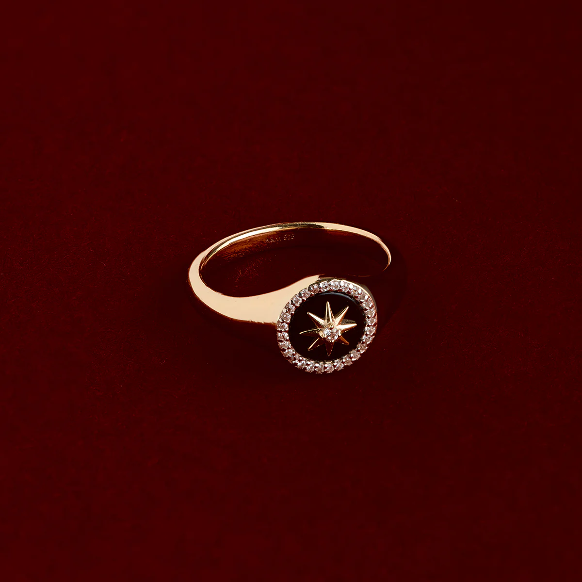 Black Star Signet Ring in Gold - Image 7