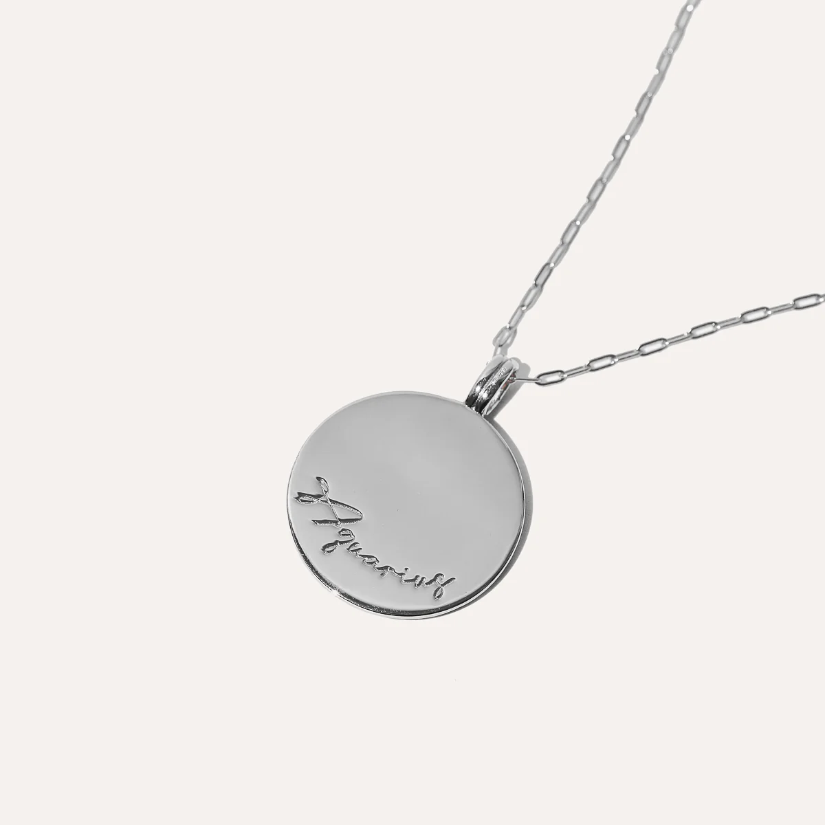 Aquarius Bold Zodiac Pendant Necklace in Silver - Image 5