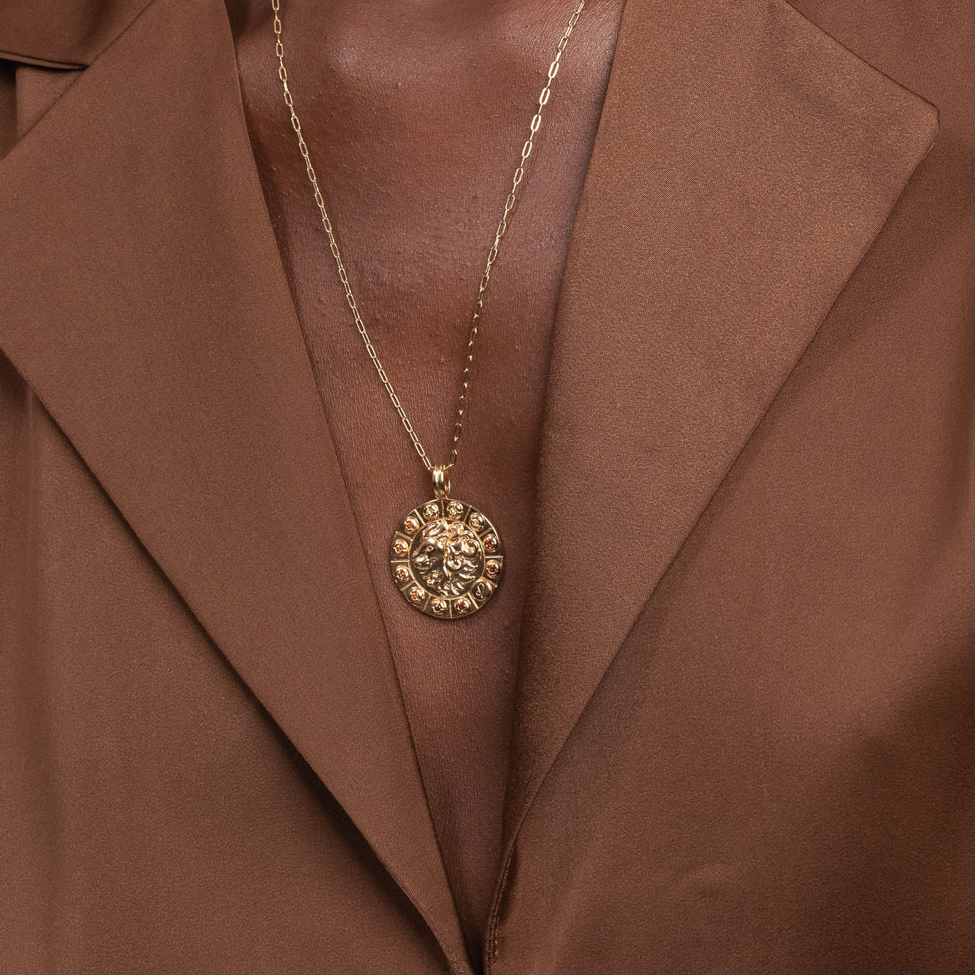 Aries Bold Zodiac Pendant Necklace in Gold - Image 2