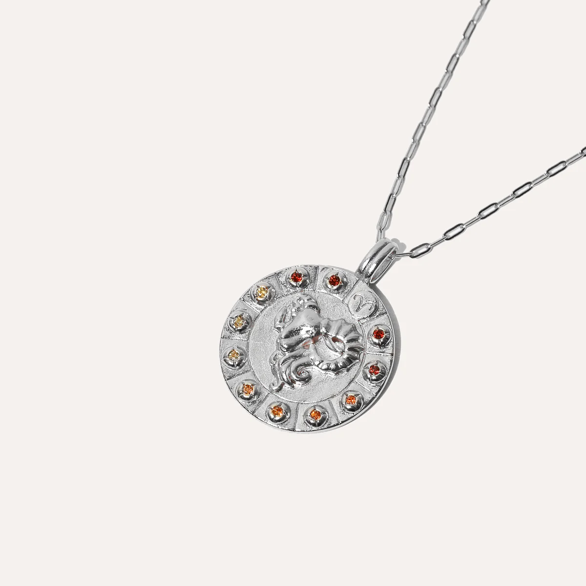 Aries Bold Zodiac Pendant Necklace in Silver - Image 3