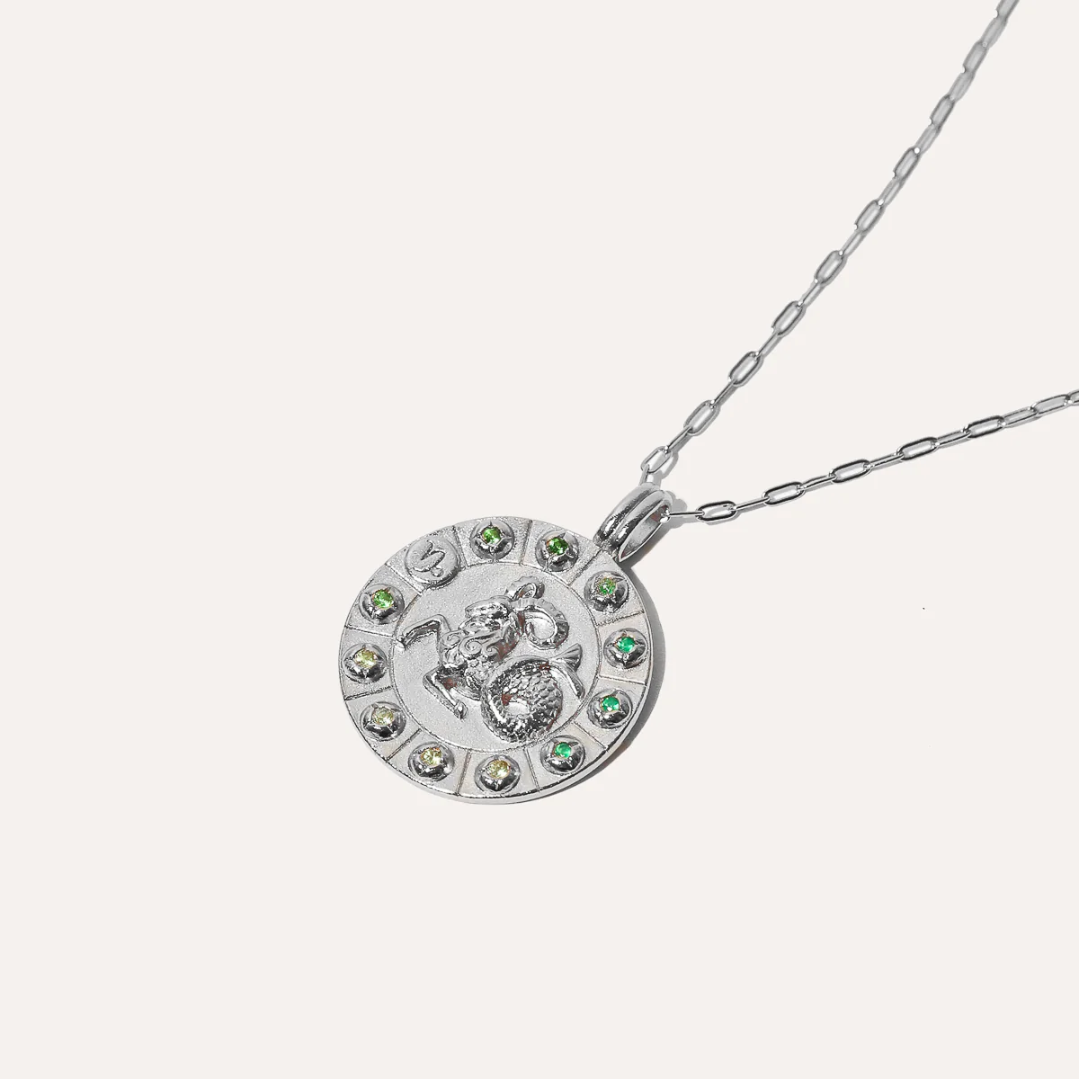 Capricorn Bold Zodiac Pendant Necklace in Silver - Image 3