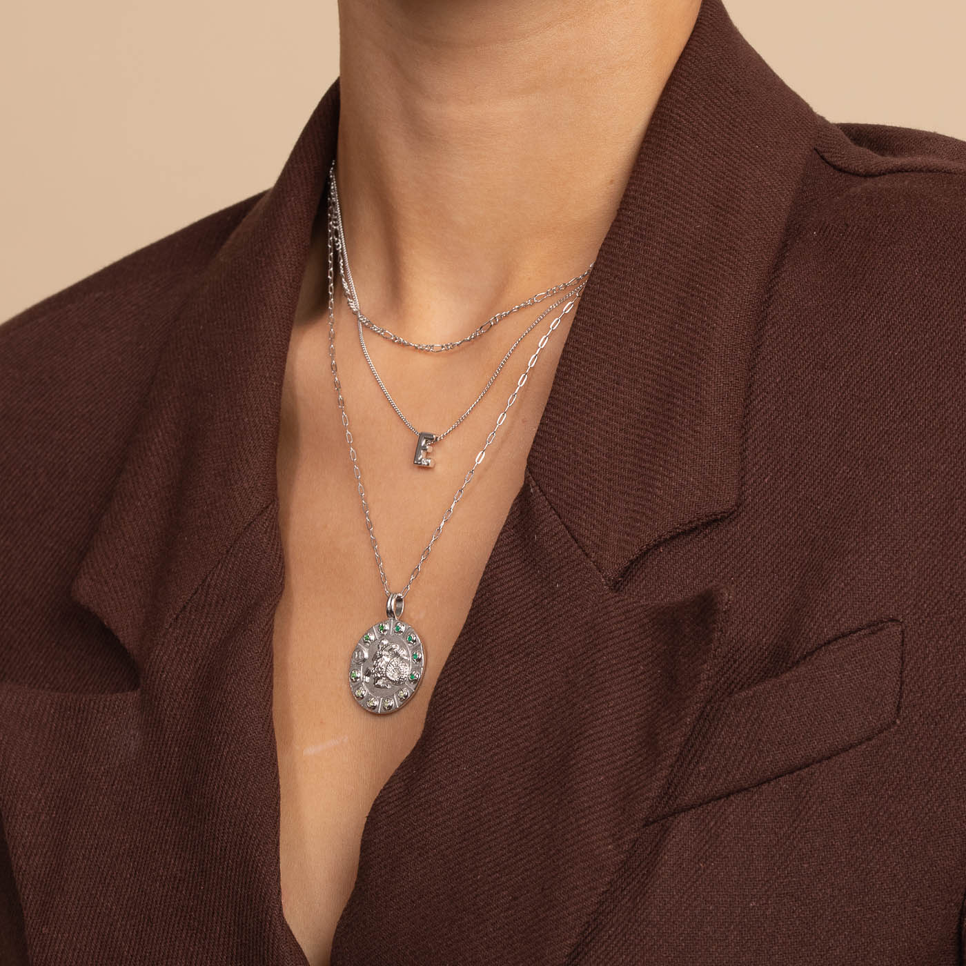 Capricorn Bold Zodiac Pendant Necklace in Silver - Image 4
