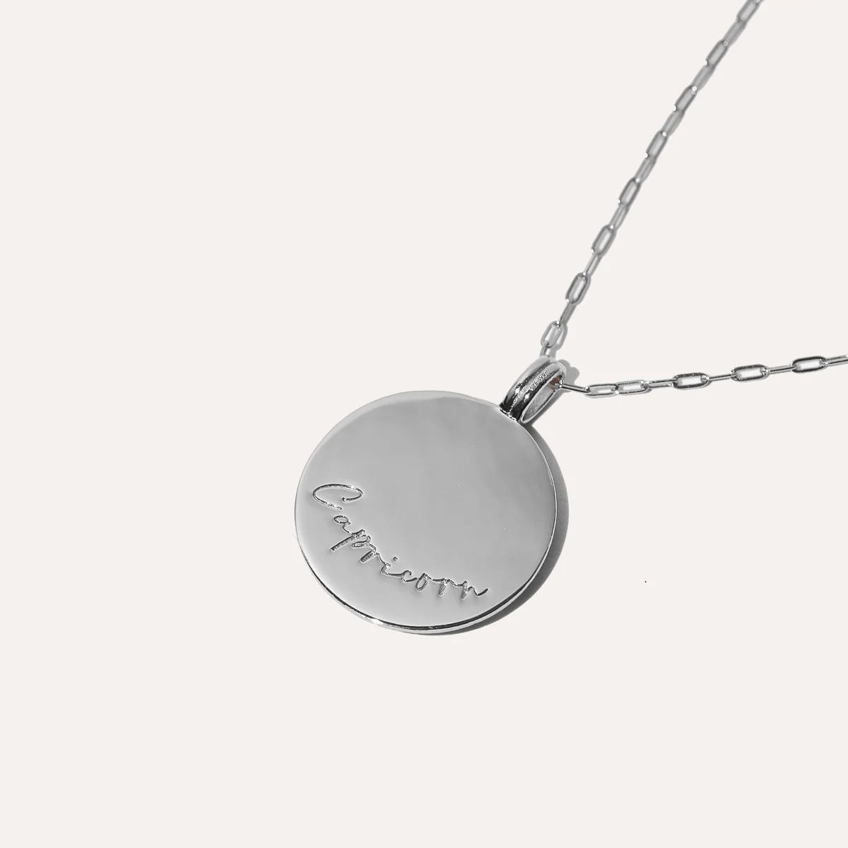 Capricorn Bold Zodiac Pendant Necklace in Silver - Image 5