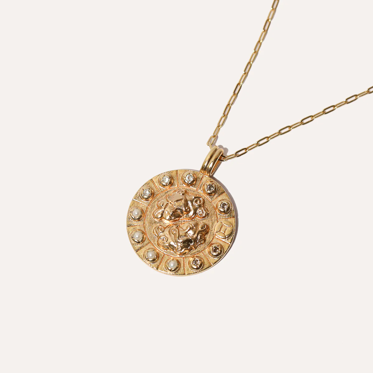 Gemini Bold Zodiac Pendant Necklace in Gold - Image 3