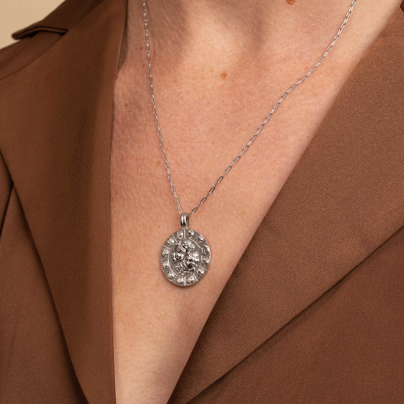 Gemini Bold Zodiac Pendant Necklace in Silver - Image 2