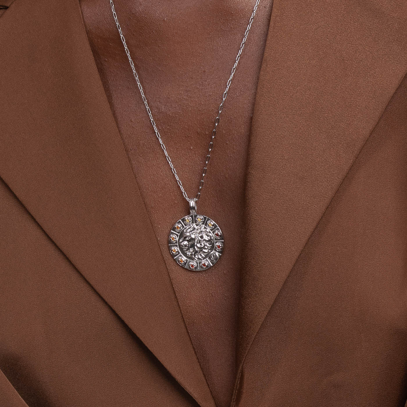 Leo Bold Zodiac Pendant Necklace in Silver - Image 2