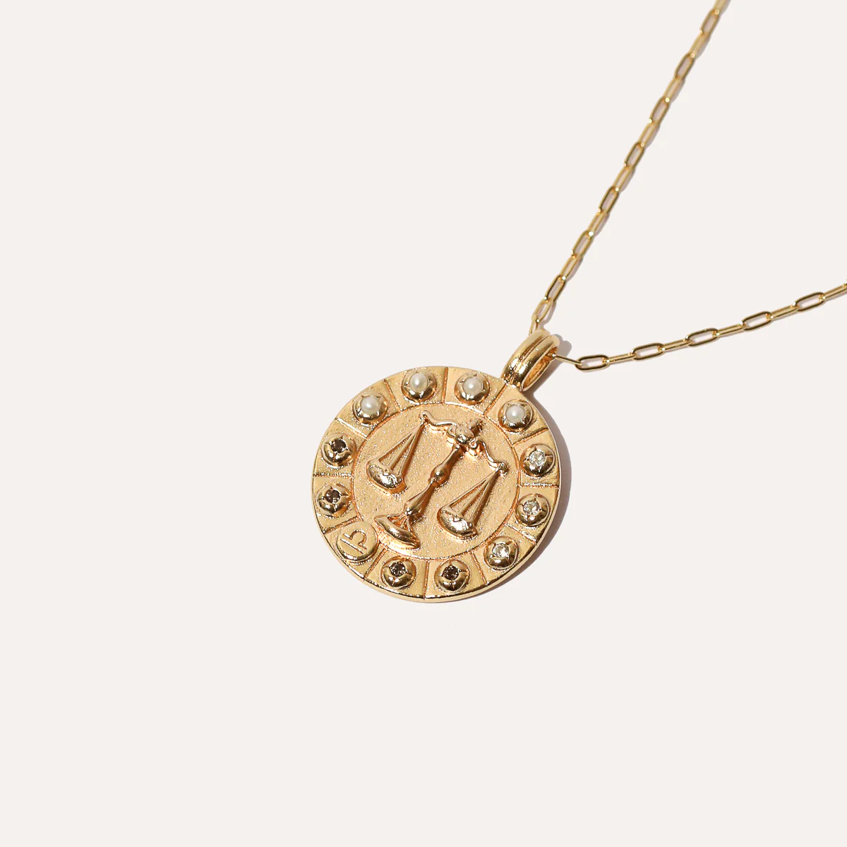 Libra Bold Zodiac Pendant Necklace in Gold - Image 3