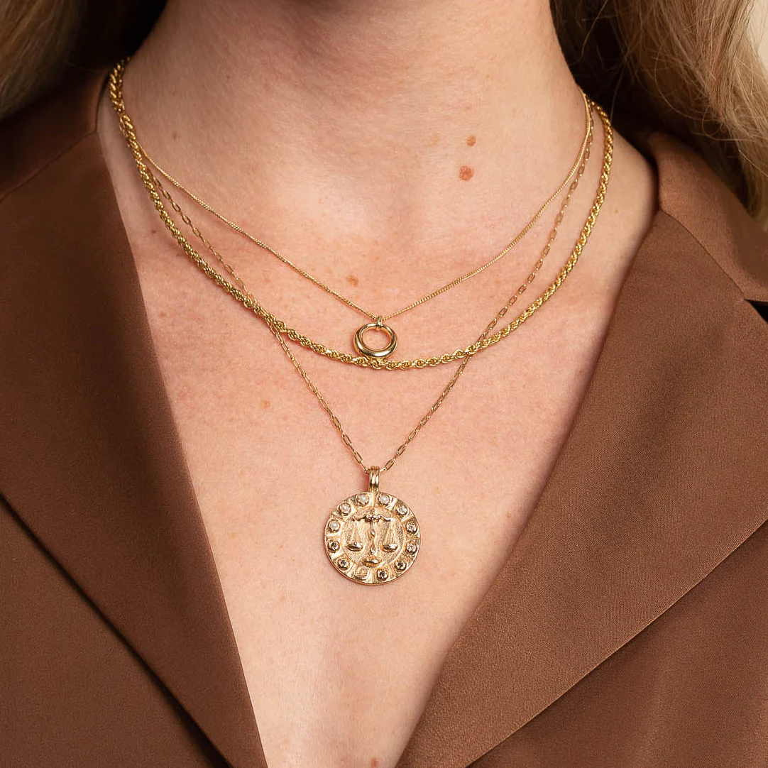 Libra Bold Zodiac Pendant Necklace in Gold - Image 4