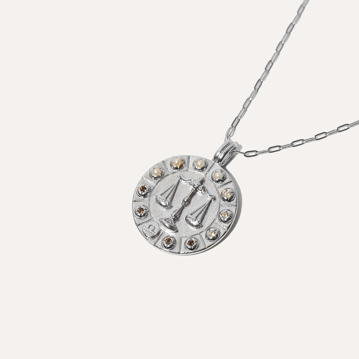 Libra Bold Zodiac Pendant Necklace in Silver - Image 3