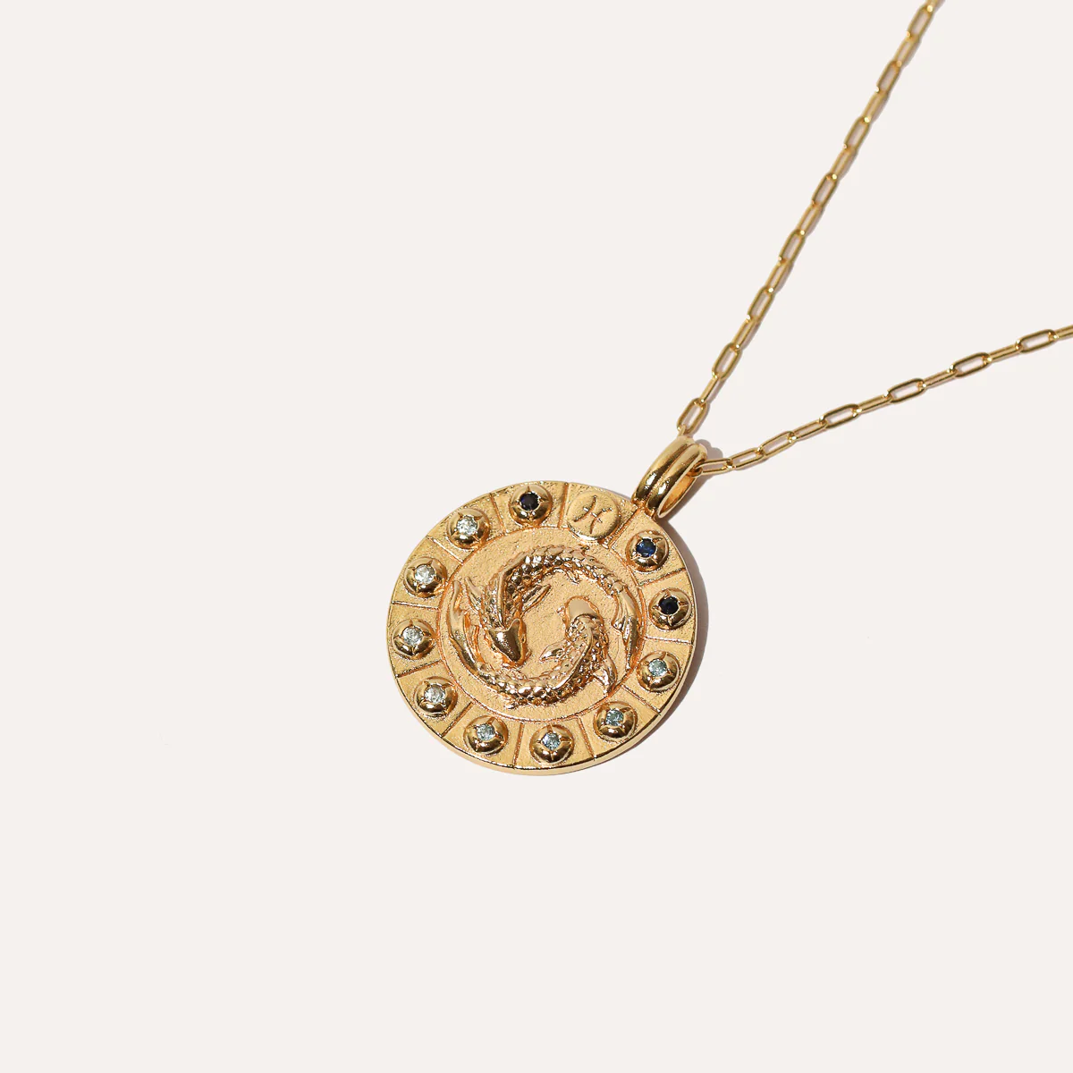 Pisces Bold Zodiac Pendant Necklace in Gold - Image 3