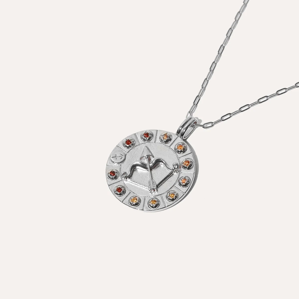 Sagittarius Bold Zodiac Pendant Necklace in Silver - Image 3