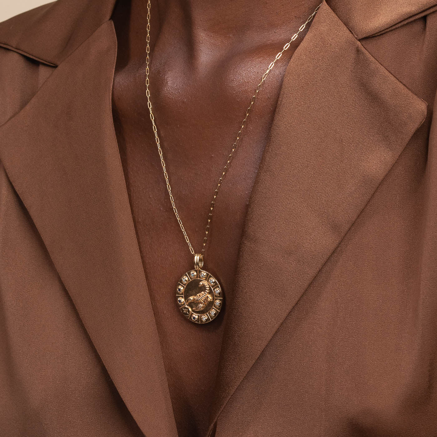 Scorpio Bold Zodiac Pendant Necklace in Gold - Image 2