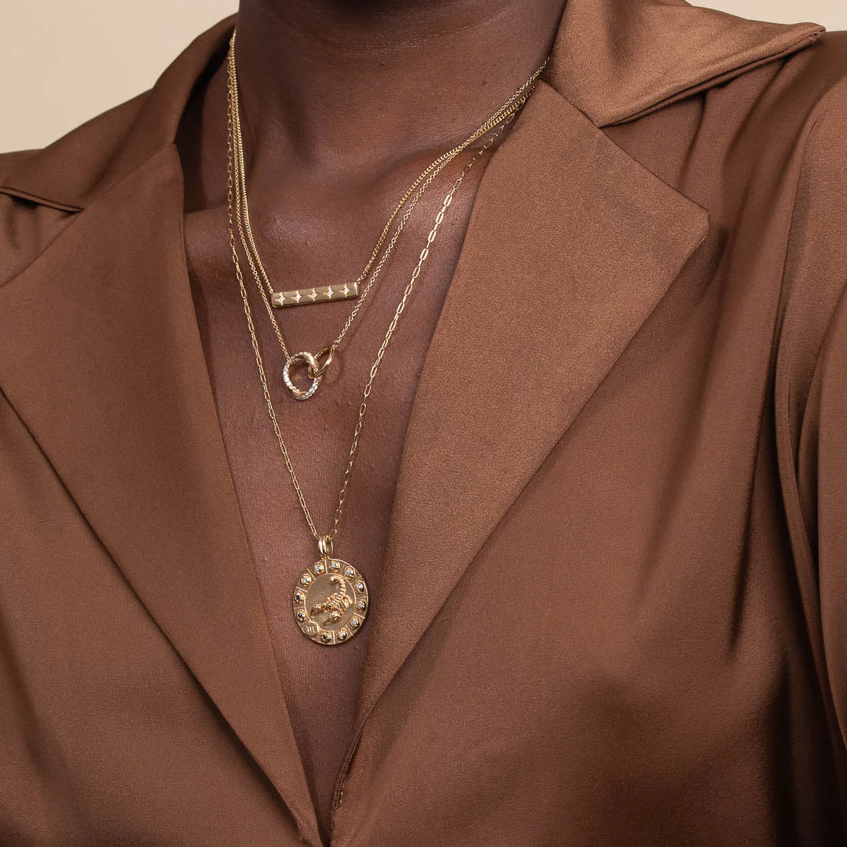 Scorpio Bold Zodiac Pendant Necklace in Gold - Image 4