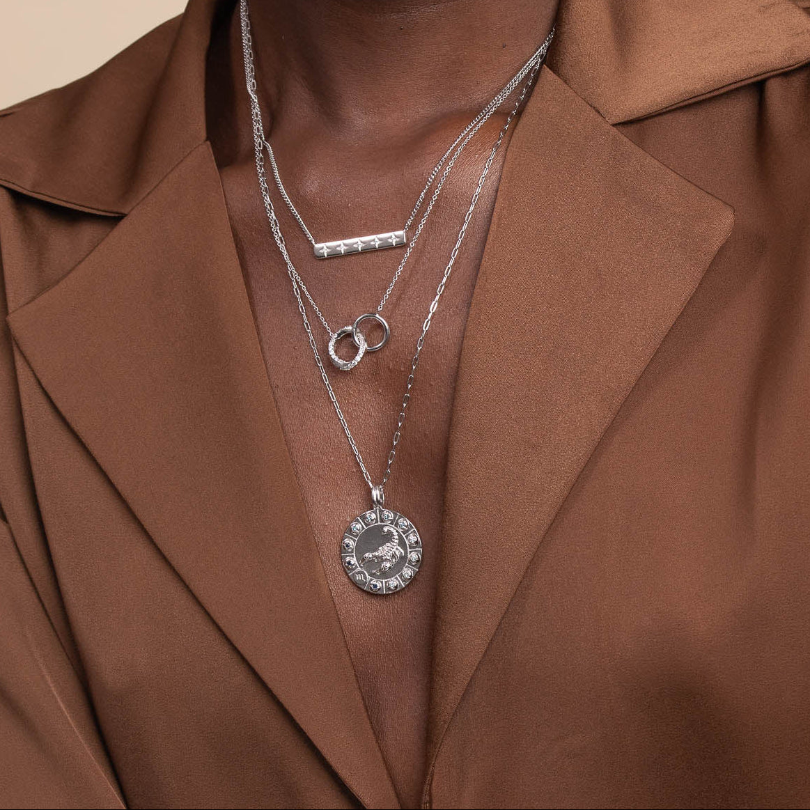 Scorpio Bold Zodiac Pendant Necklace in Silver - Image 4