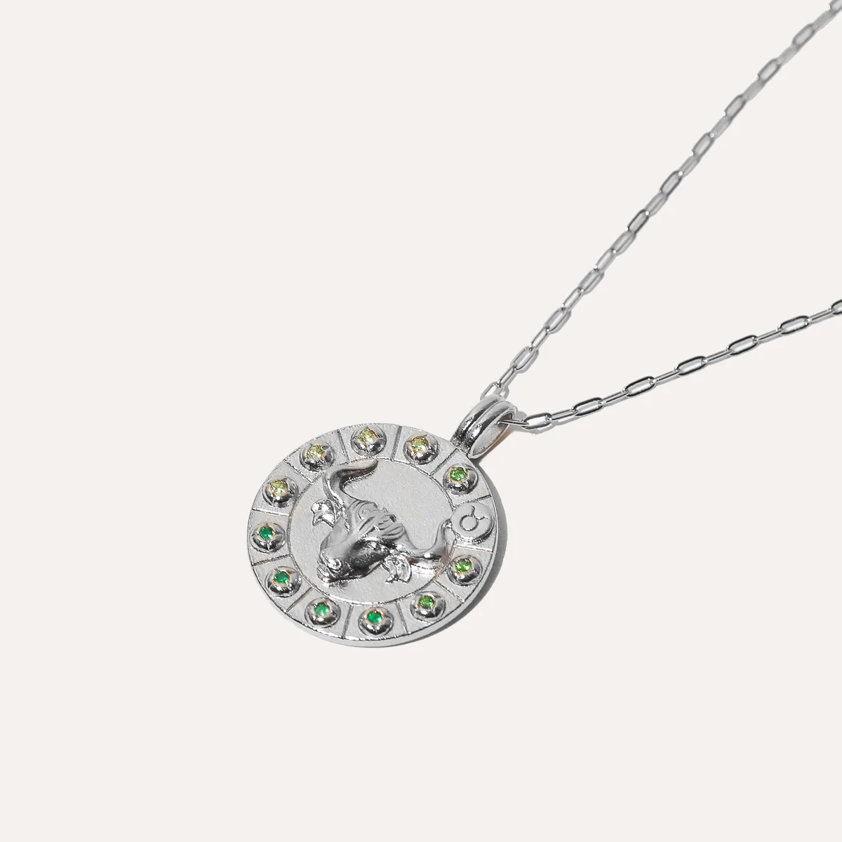 Taurus Bold Zodiac Pendant Necklace in Silver - Image 3