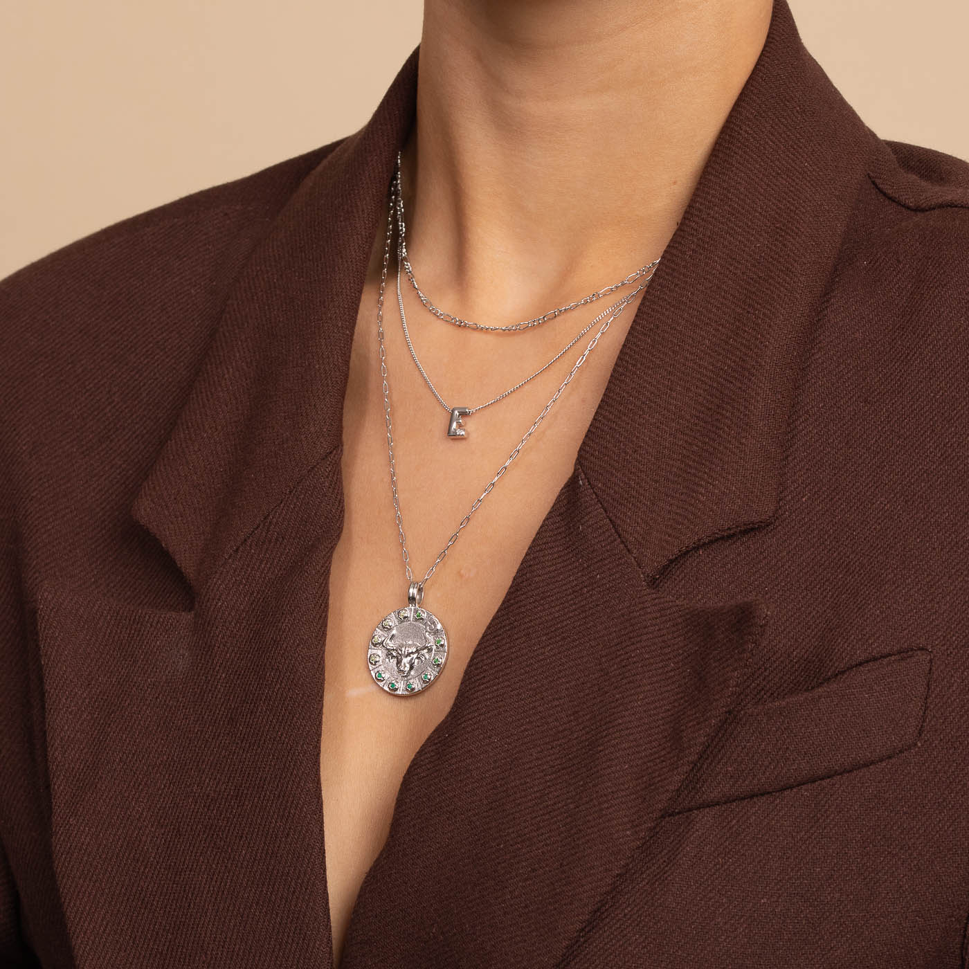 Taurus Bold Zodiac Pendant Necklace in Silver - Image 4