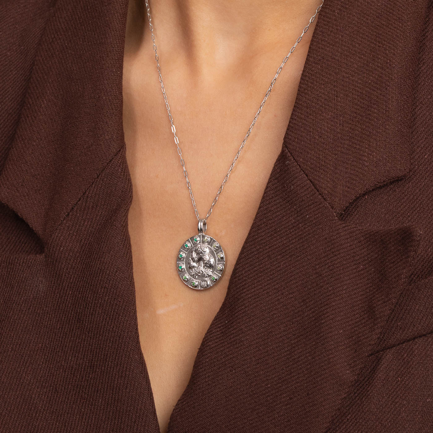 Virgo Bold Zodiac Pendant Necklace in Silver - Image 2