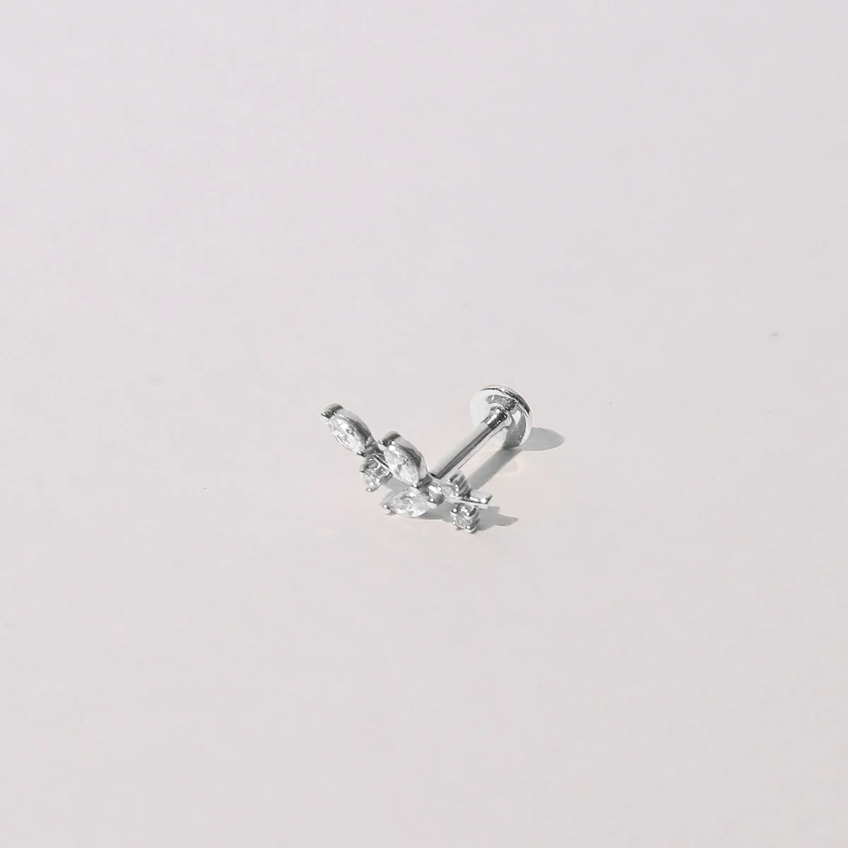 Botanical Piercing Stud in Solid White Gold - Image 2