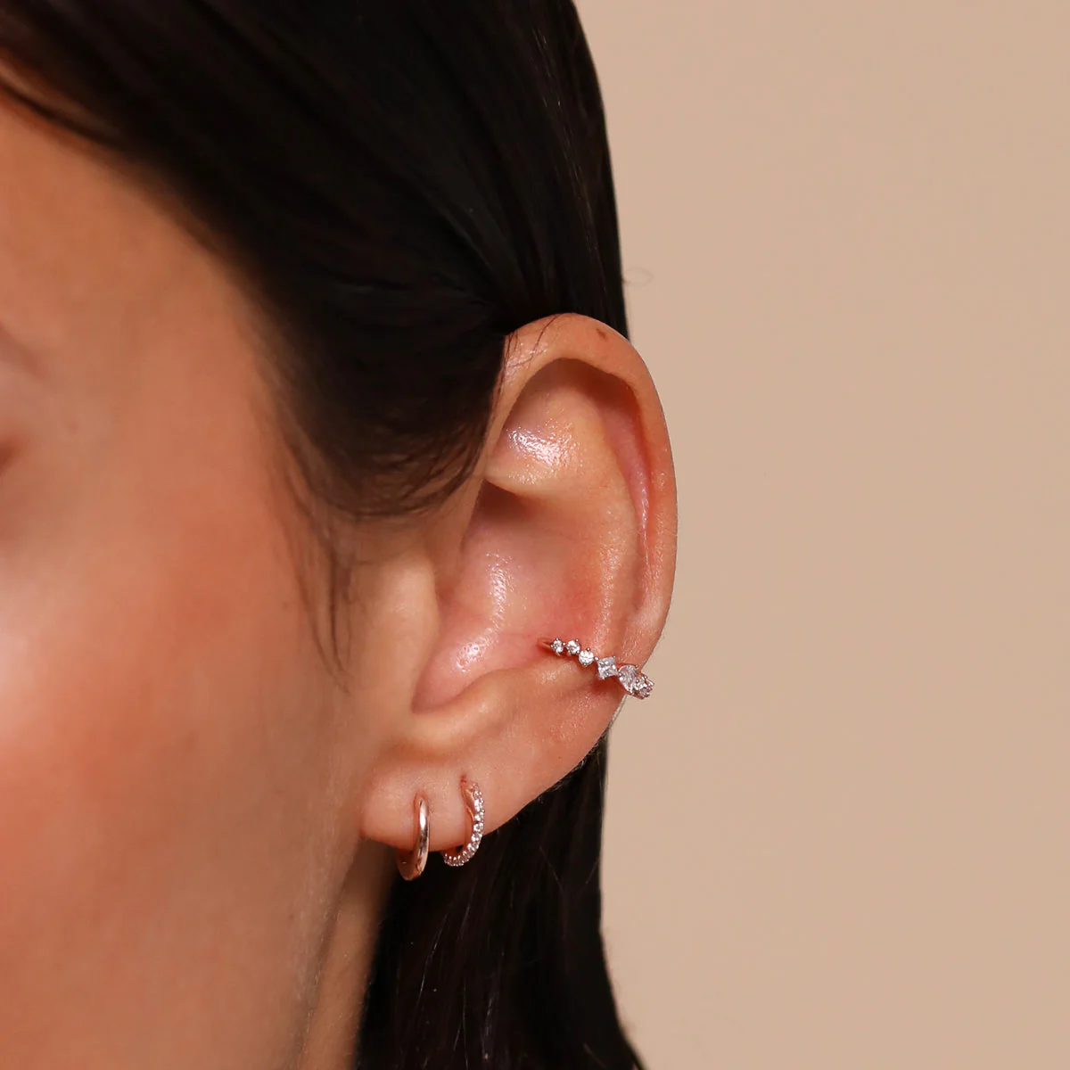 Celestial Crystal Ear Cuff in Rose Gold - Image 4