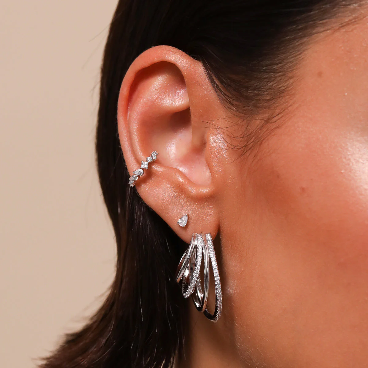 Celestial Crystal Ear Cuff in Silver - Image 4