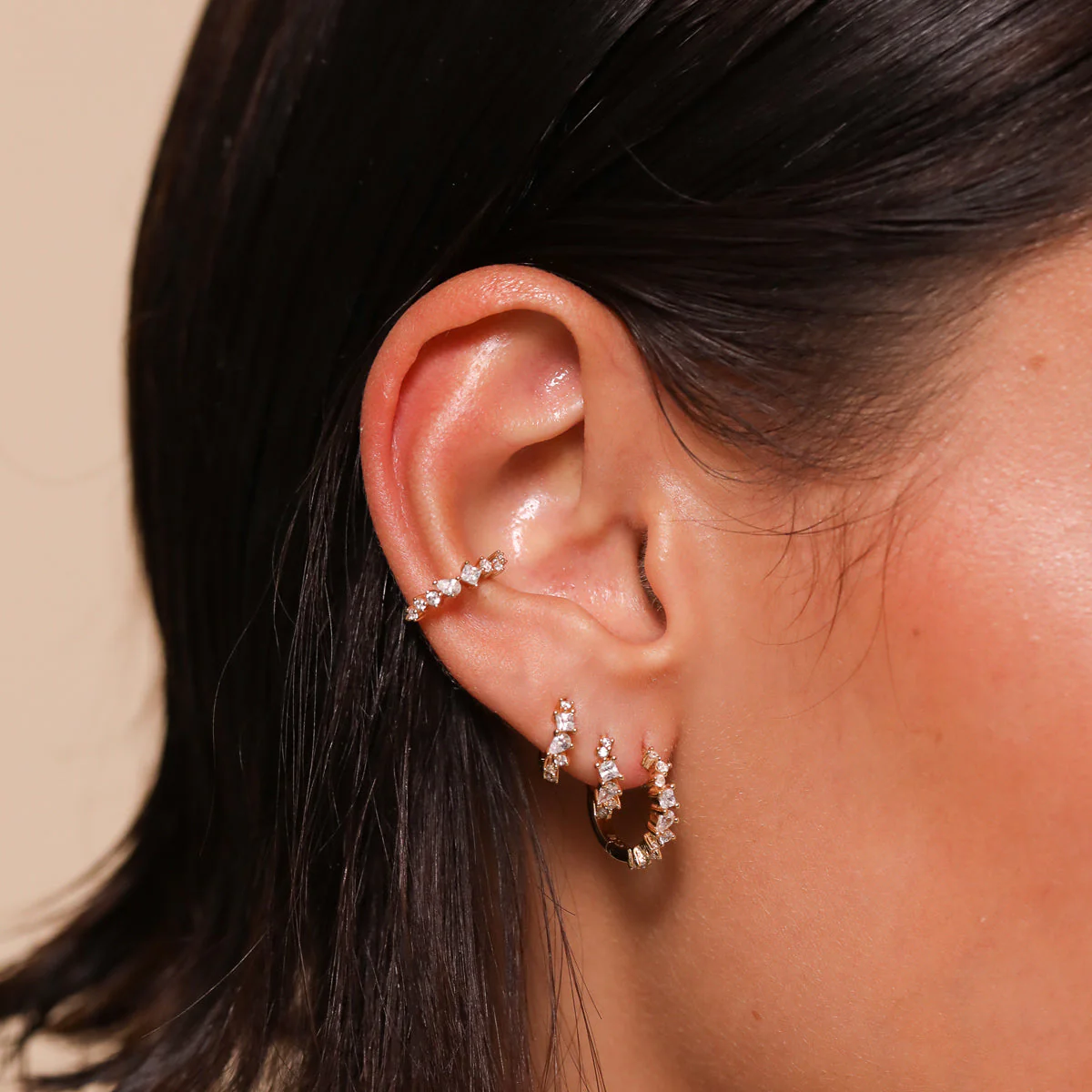 Celestial Crystal 8mm Hoop in Gold - Image 5