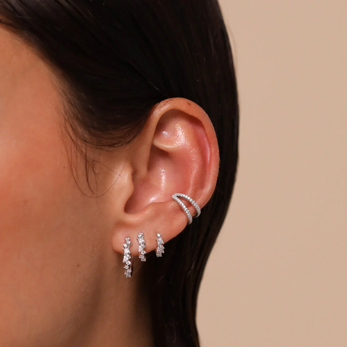 Celestial Crystal 8mm Hoop in Silver - Image 4