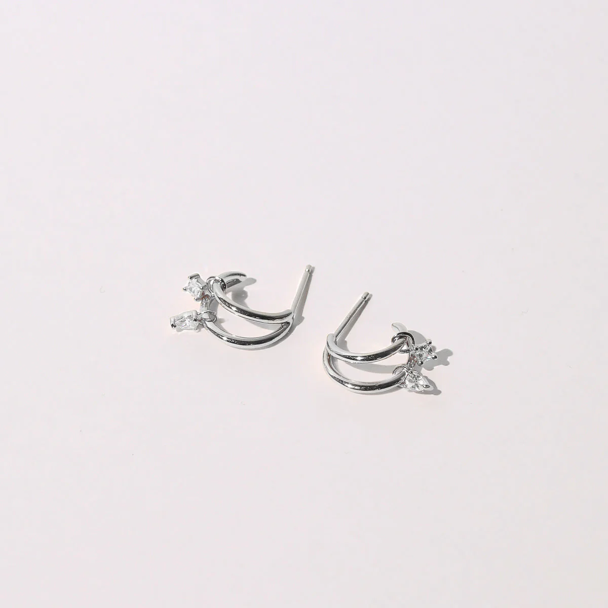 Celestial Crystal Huggies in Silver - Image 3
