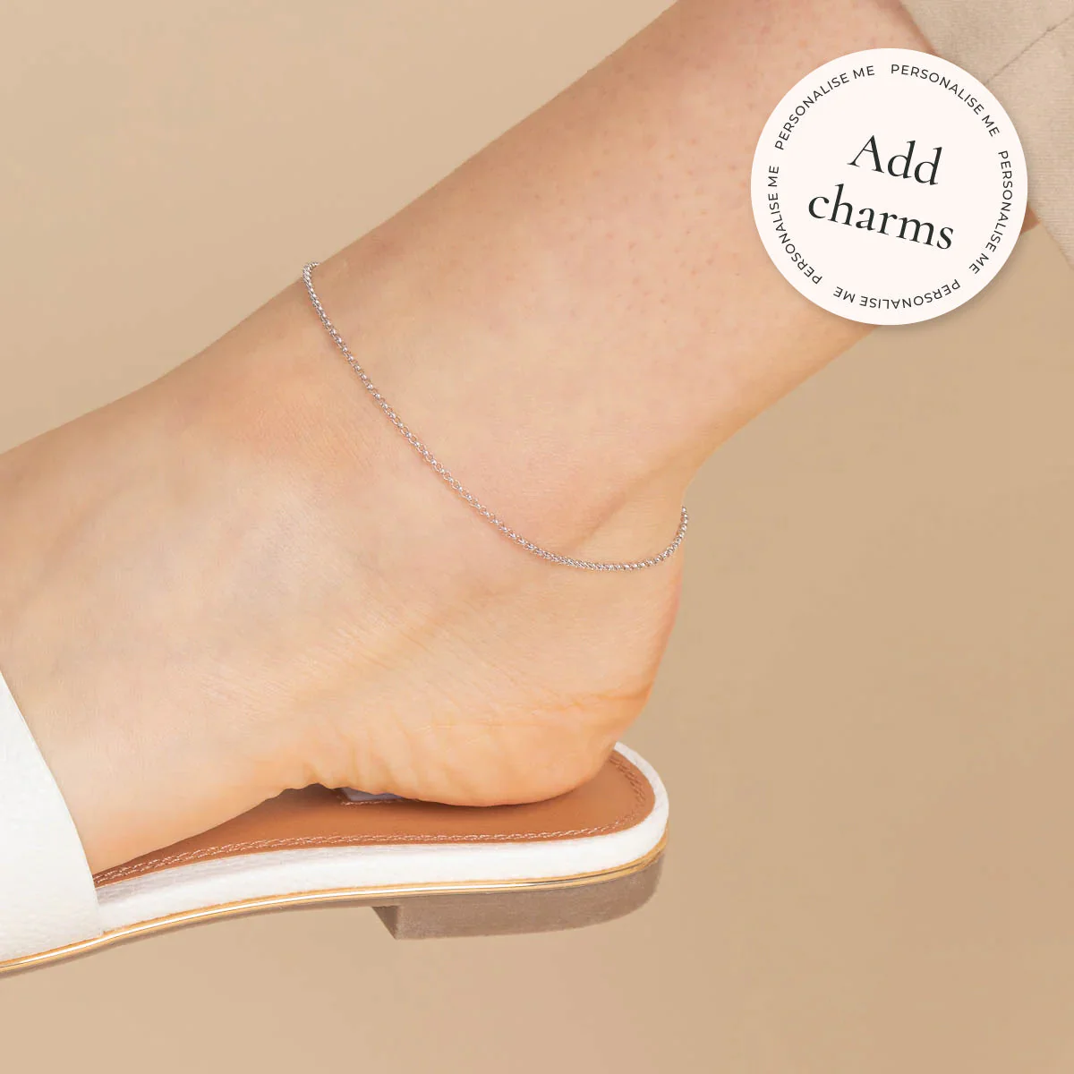 Chelsea Story Chain Anklet in Solid White Gold - Image 2