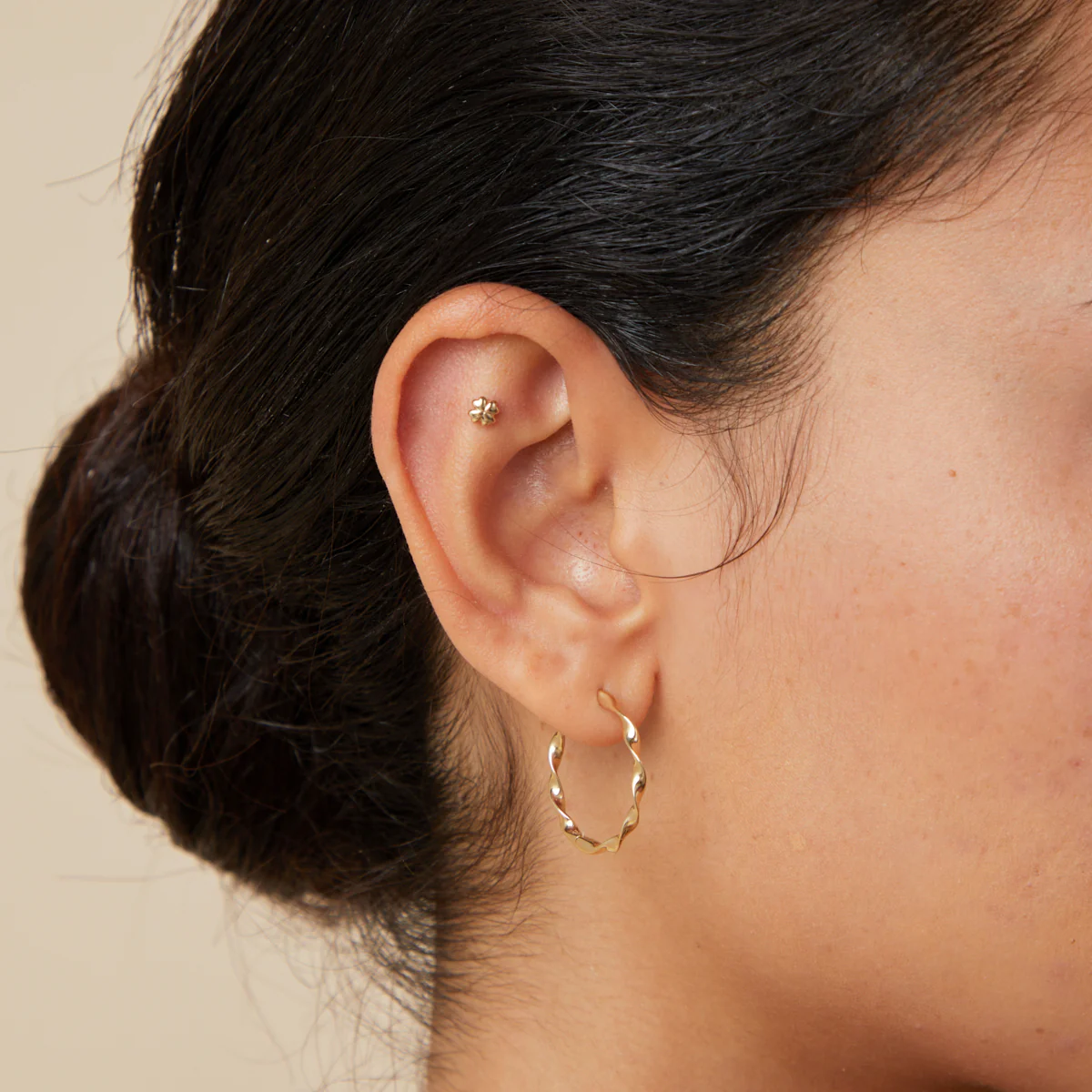 Clover Piercing Stud in Solid Gold - Image 2