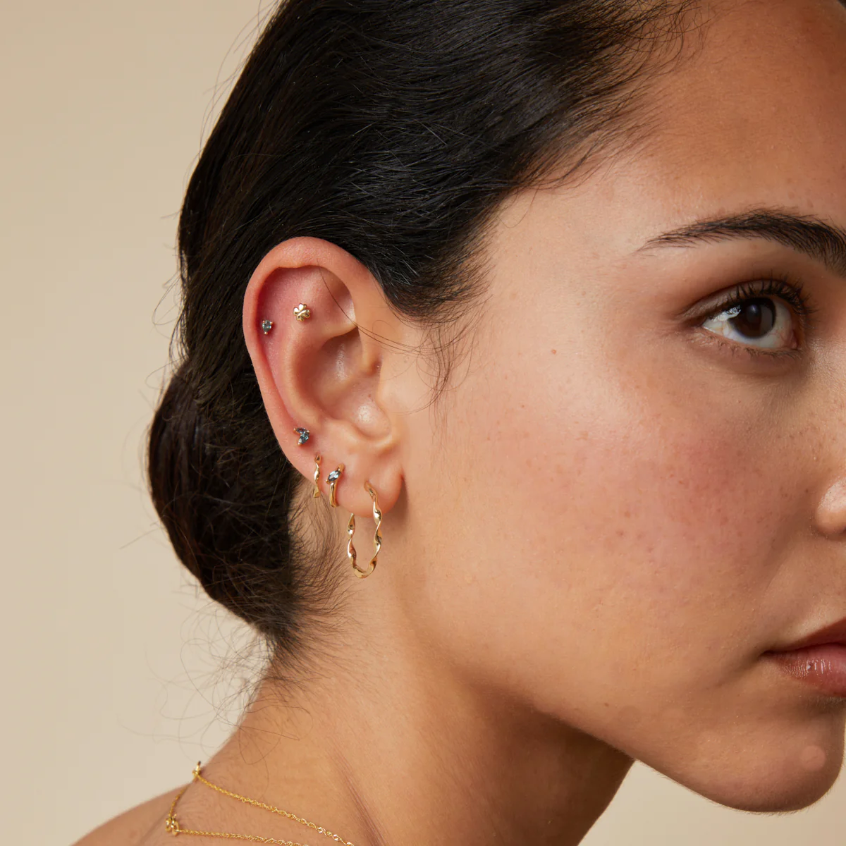 Clover Piercing Stud in Solid Gold - Image 3