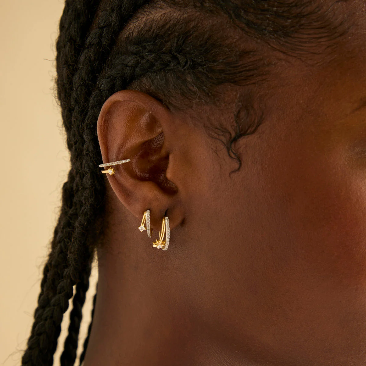 Cosmic Illusion Crystal Hoops in Gold - Image 3