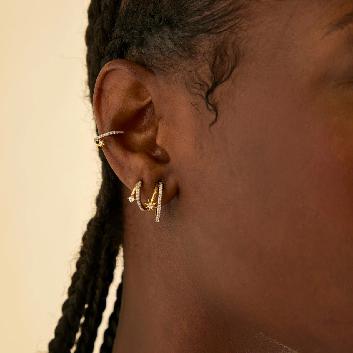 Cosmic Illusion Crystal Hoops in Gold - Image 4