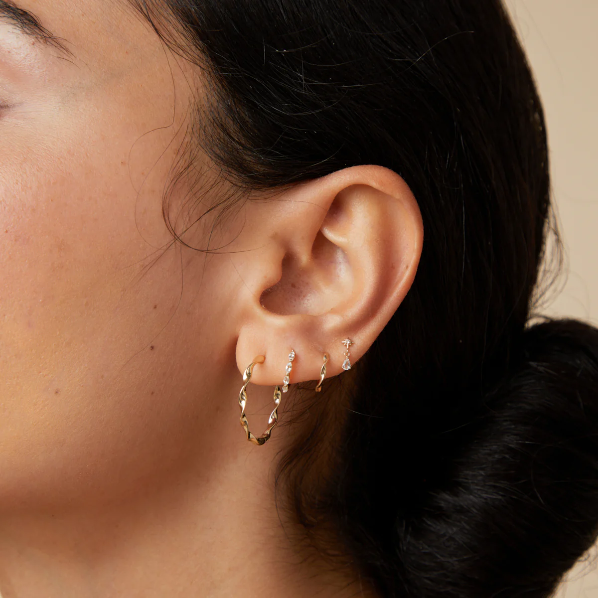 Cosmic Pear Charm Piercing Stud in Solid Gold - Image 3