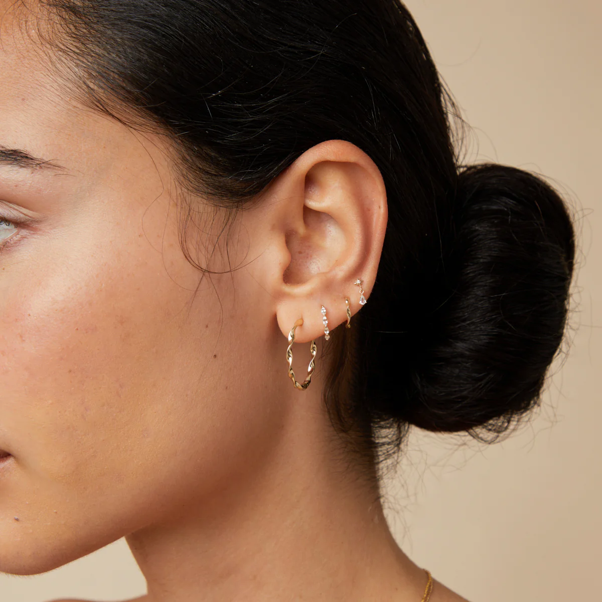 Cosmic Pear Charm Piercing Stud in Solid Gold - Image 4