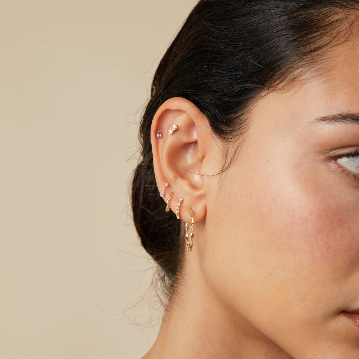 Cosmic Pear Charm Piercing Stud in Solid Gold - Image 5