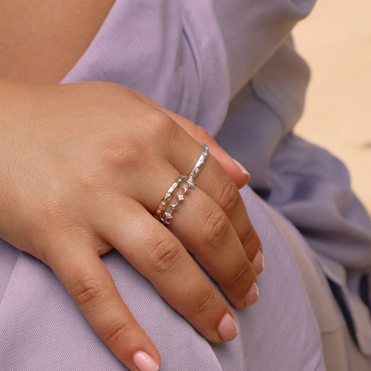 Cosmic Star Band Ring in Gold - Image 5