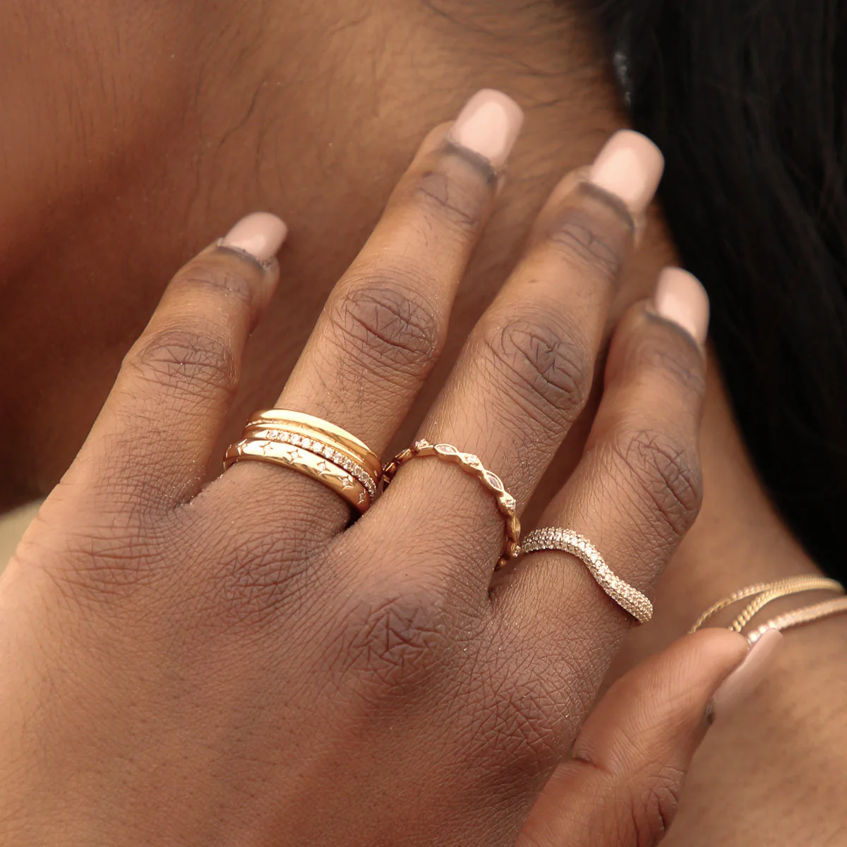 Cosmic Star Band Ring in Gold - Image 6